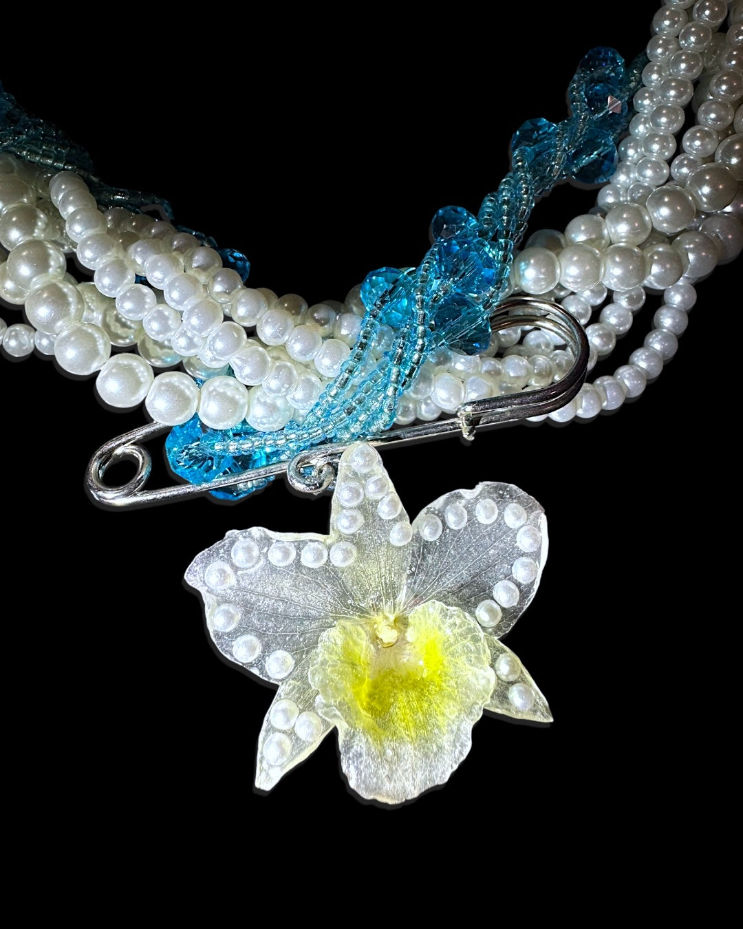 Pearl blue and White orchid