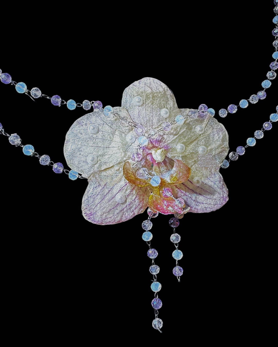 Collier de perles orchidée