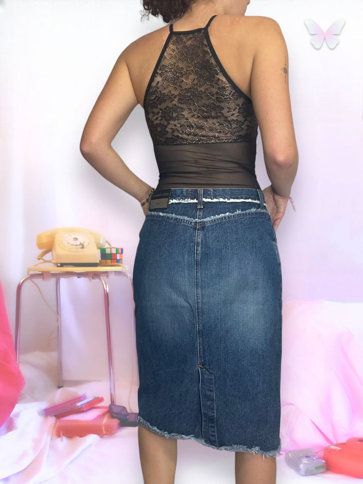 Black bodysuit and bronze lace | S