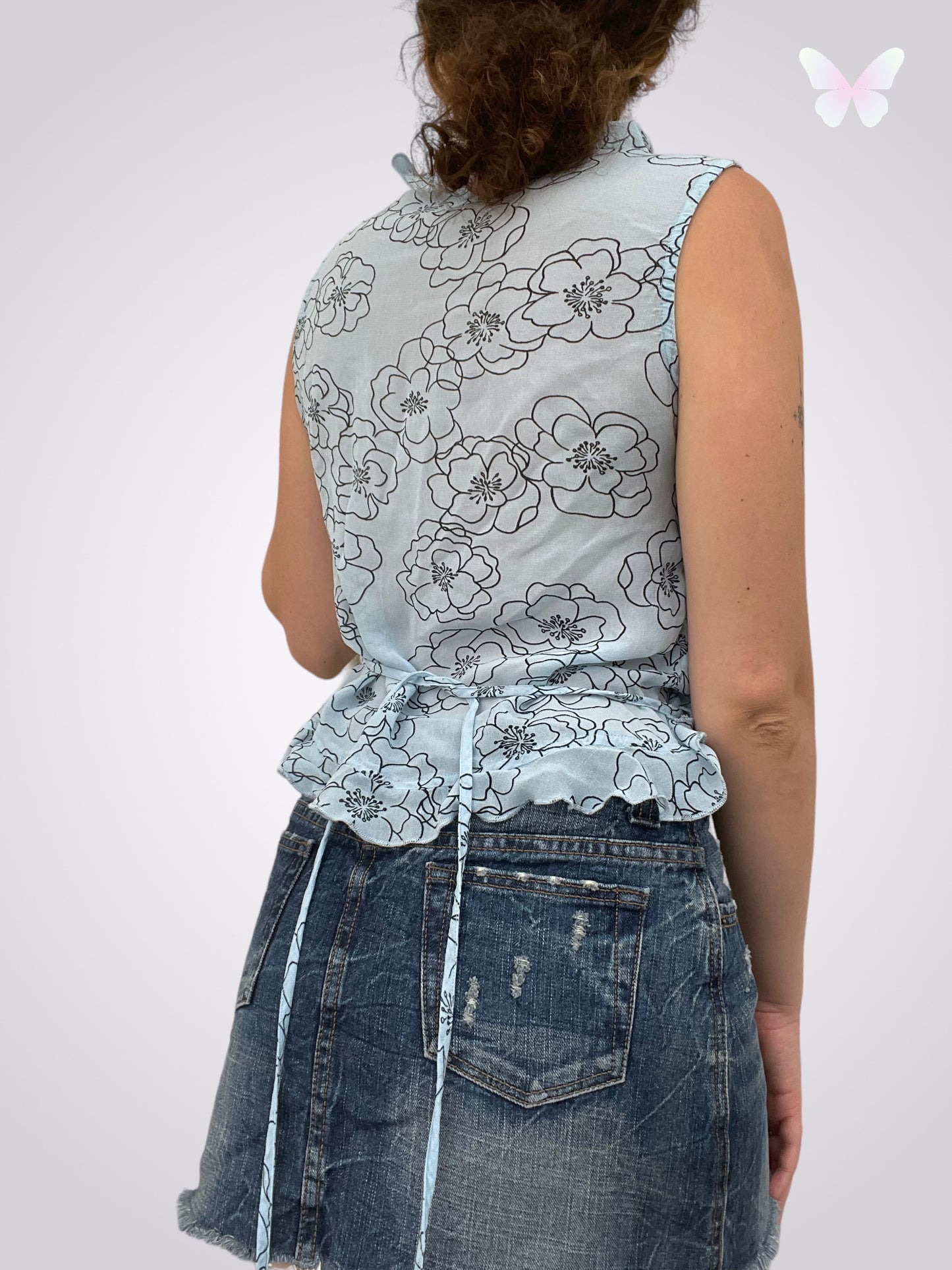 Blue floral top | M