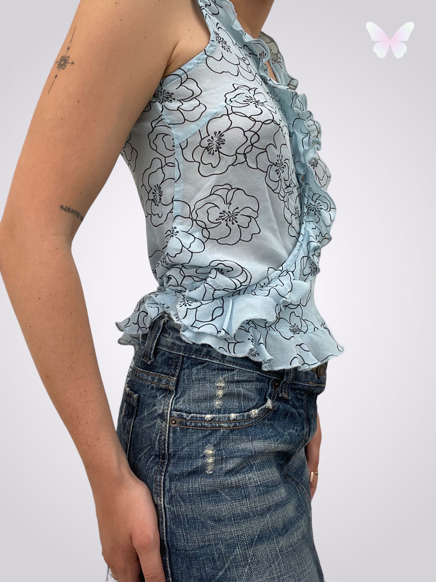 Blue floral top | M