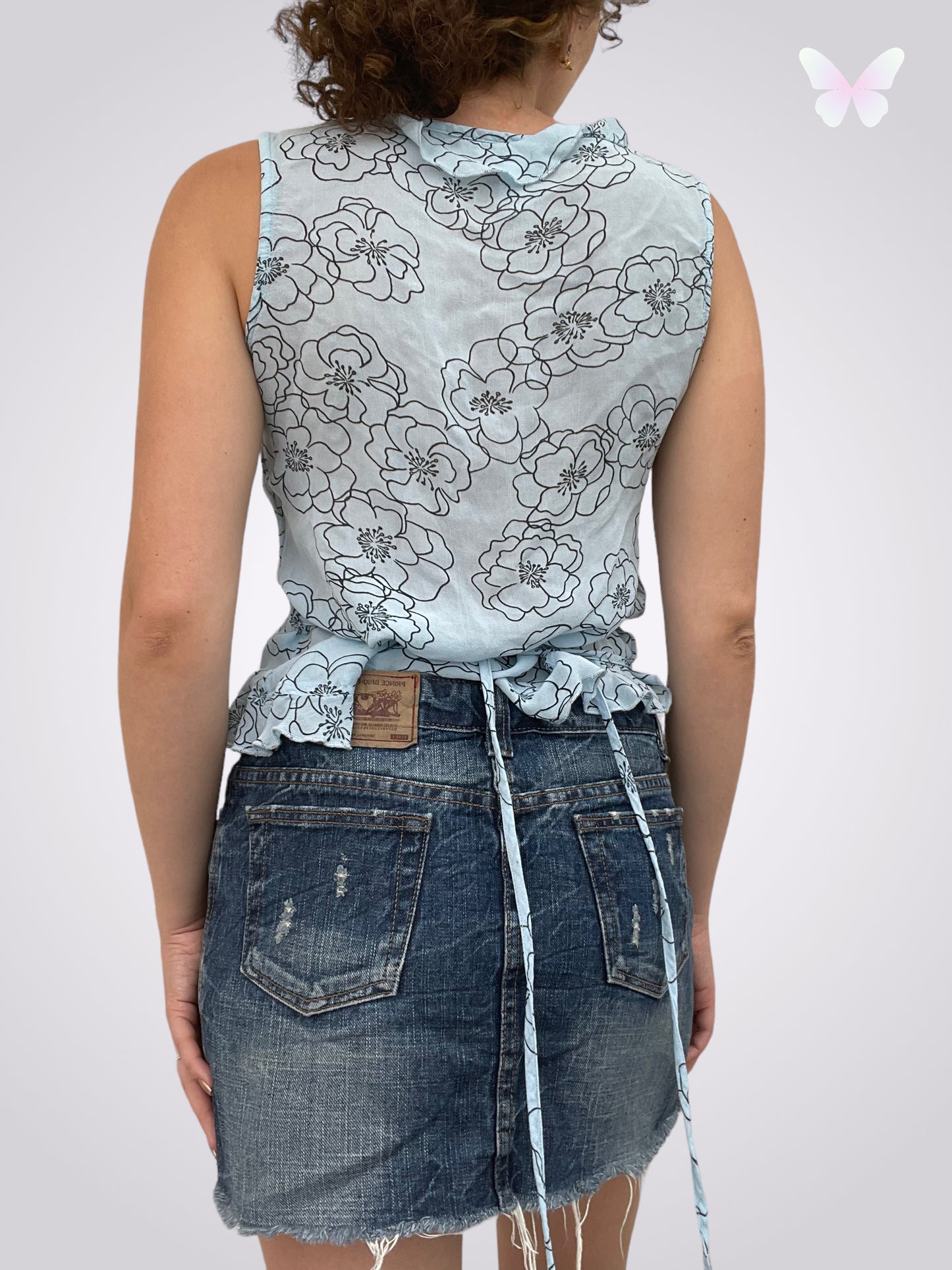 Blue floral top | M