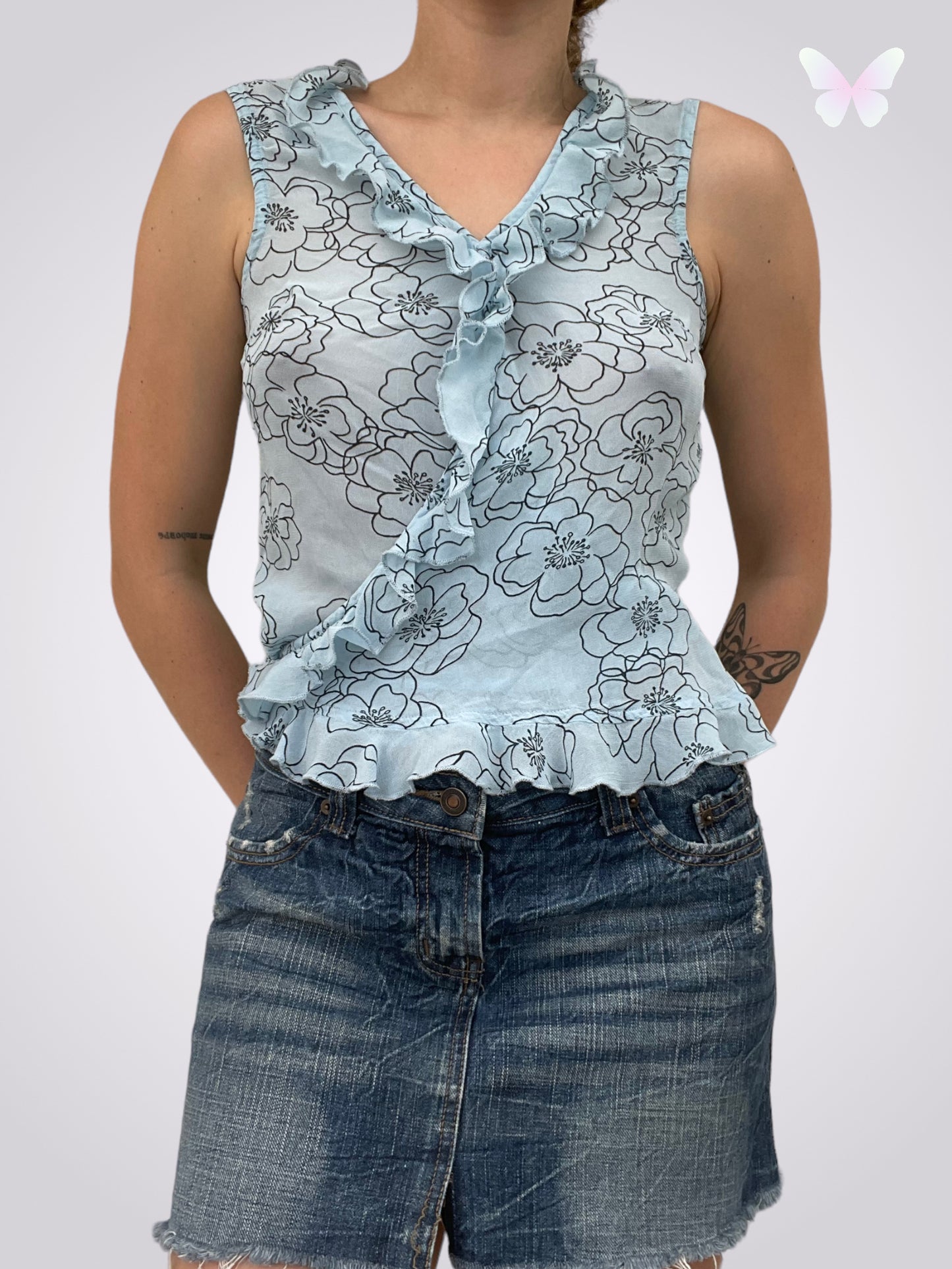 Blue floral top | M