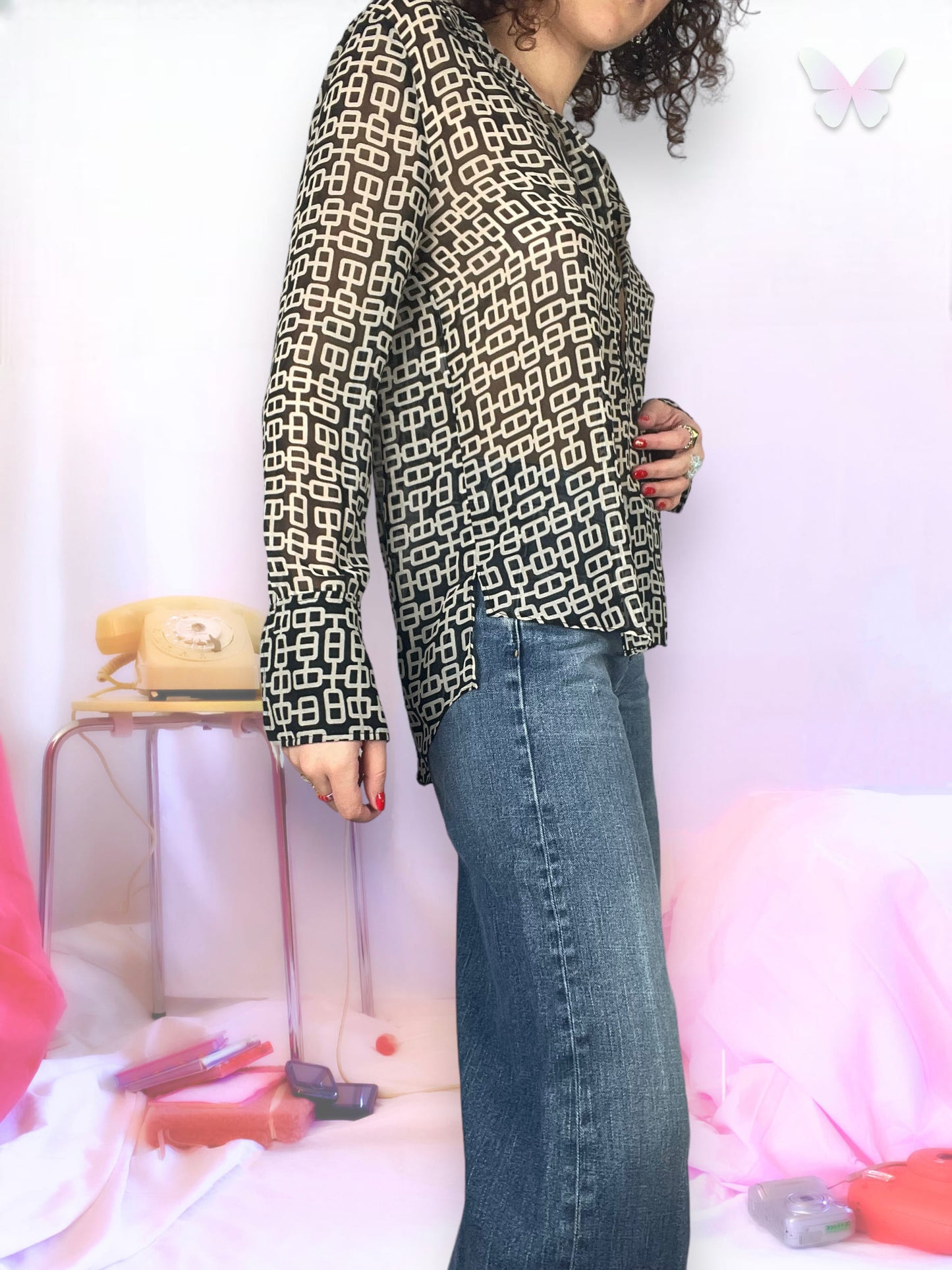 Chemisier en mesh motifs chaîne | S