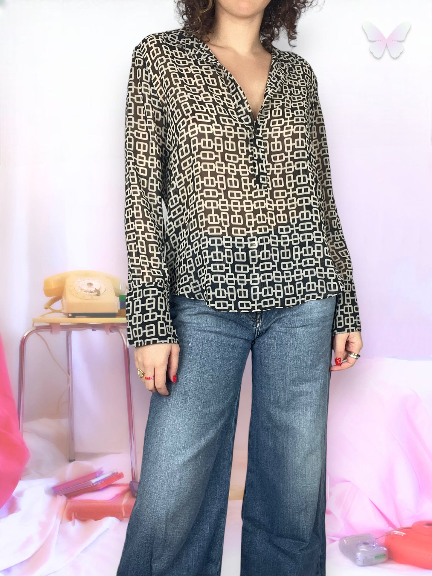 Chemisier en mesh motifs chaîne | S