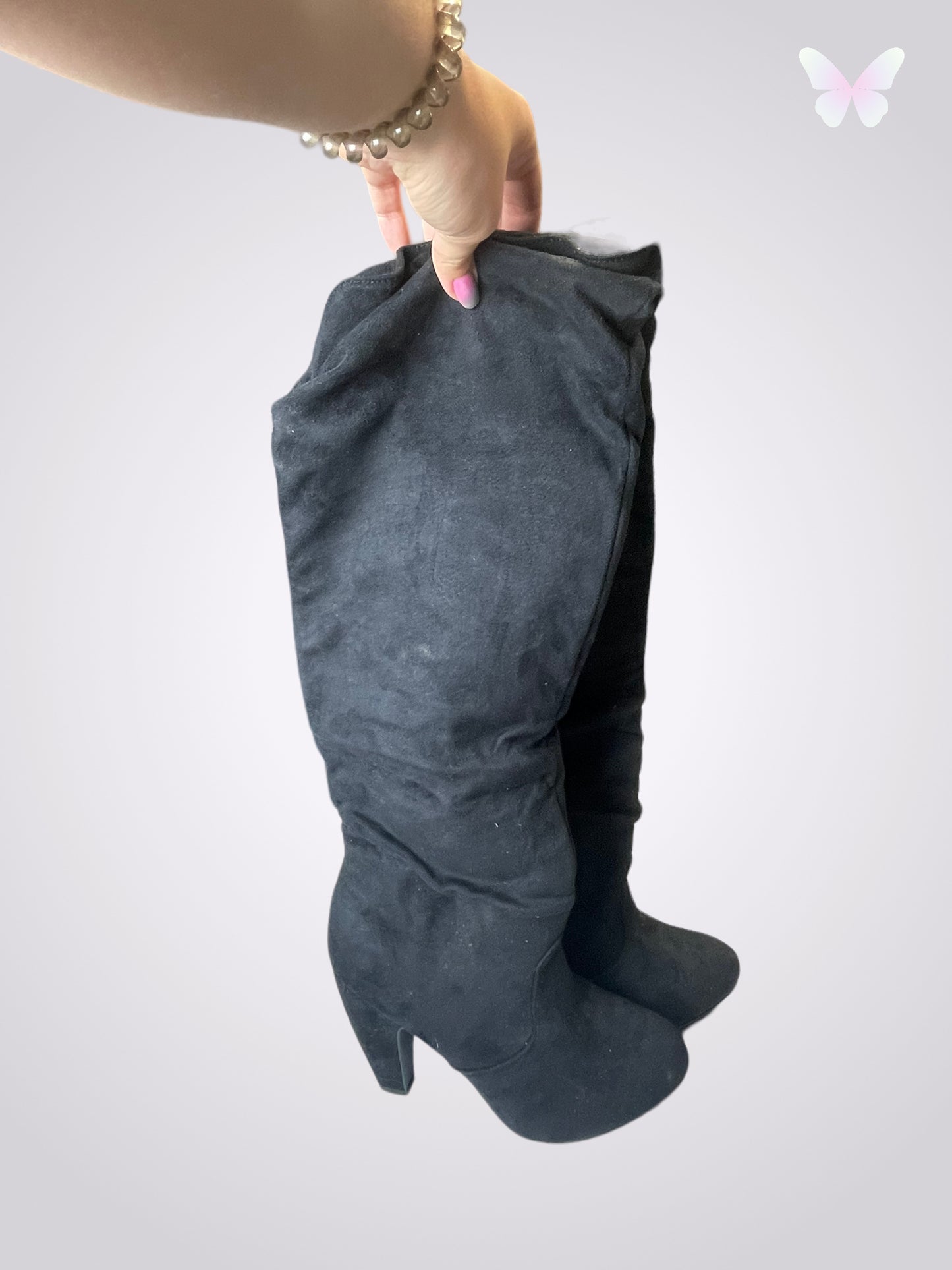 Black thigh high boots | 38