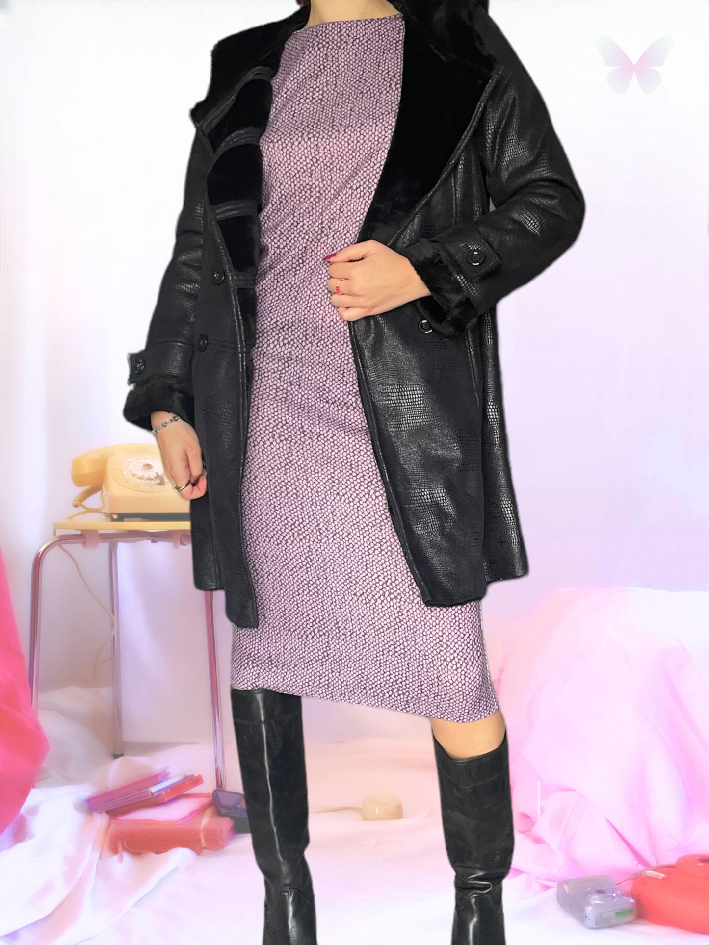 Black lined coat l 40