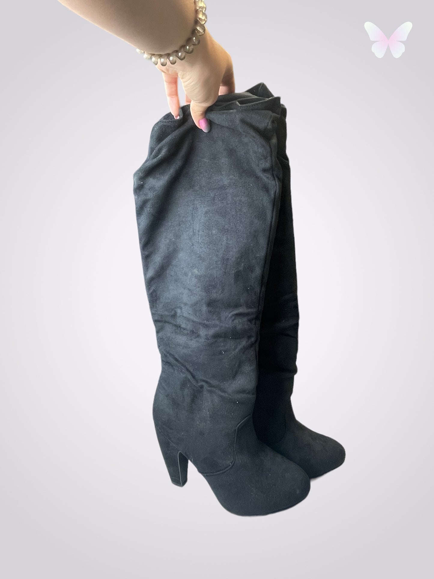 Black thigh high boots | 38