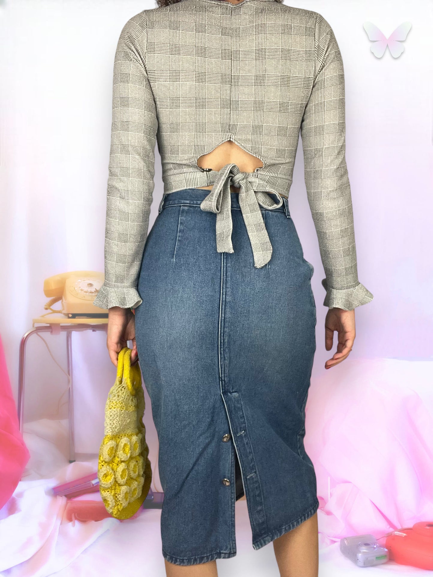 Checked wrap top | S