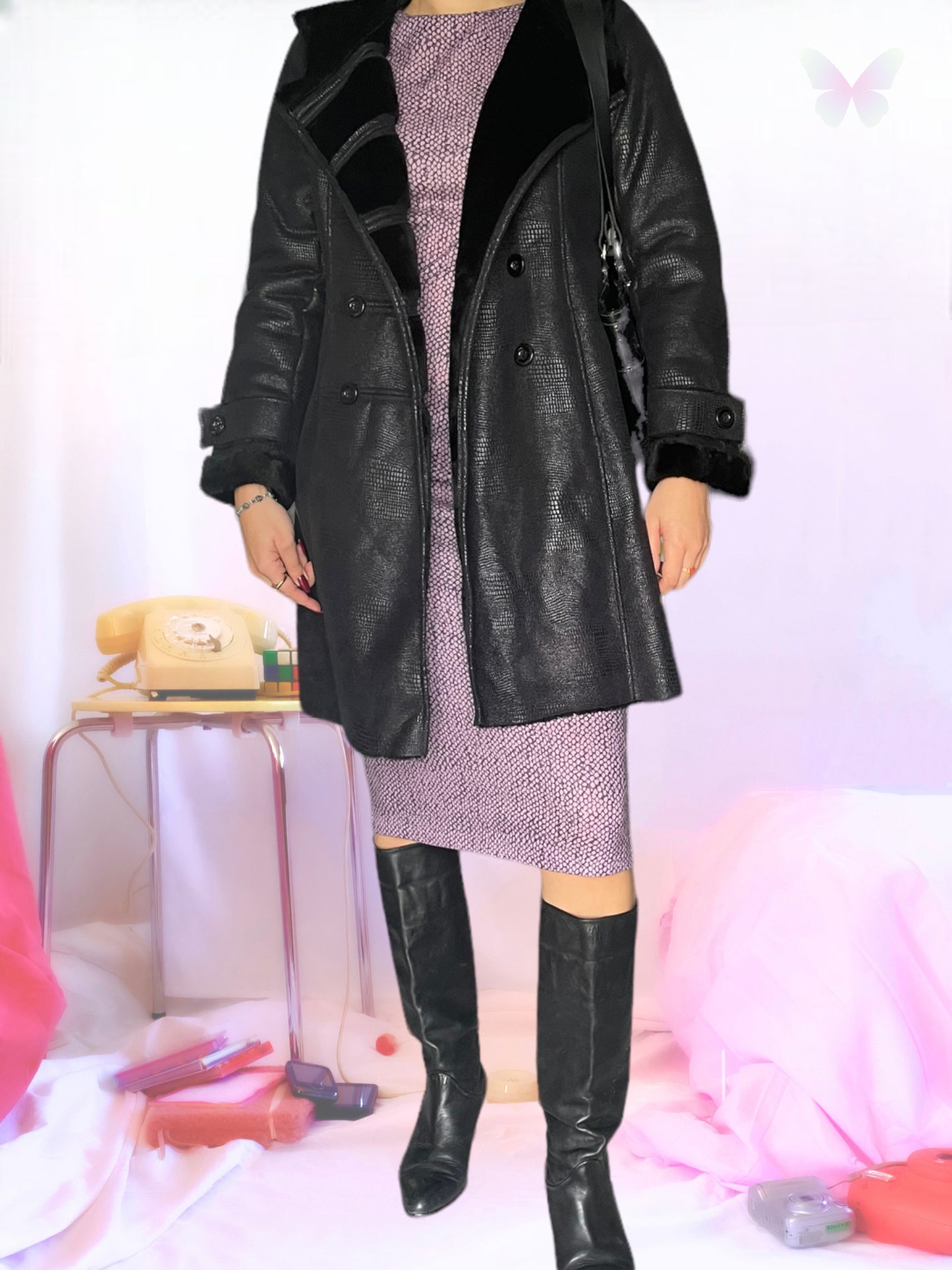 Black lined coat l 40
