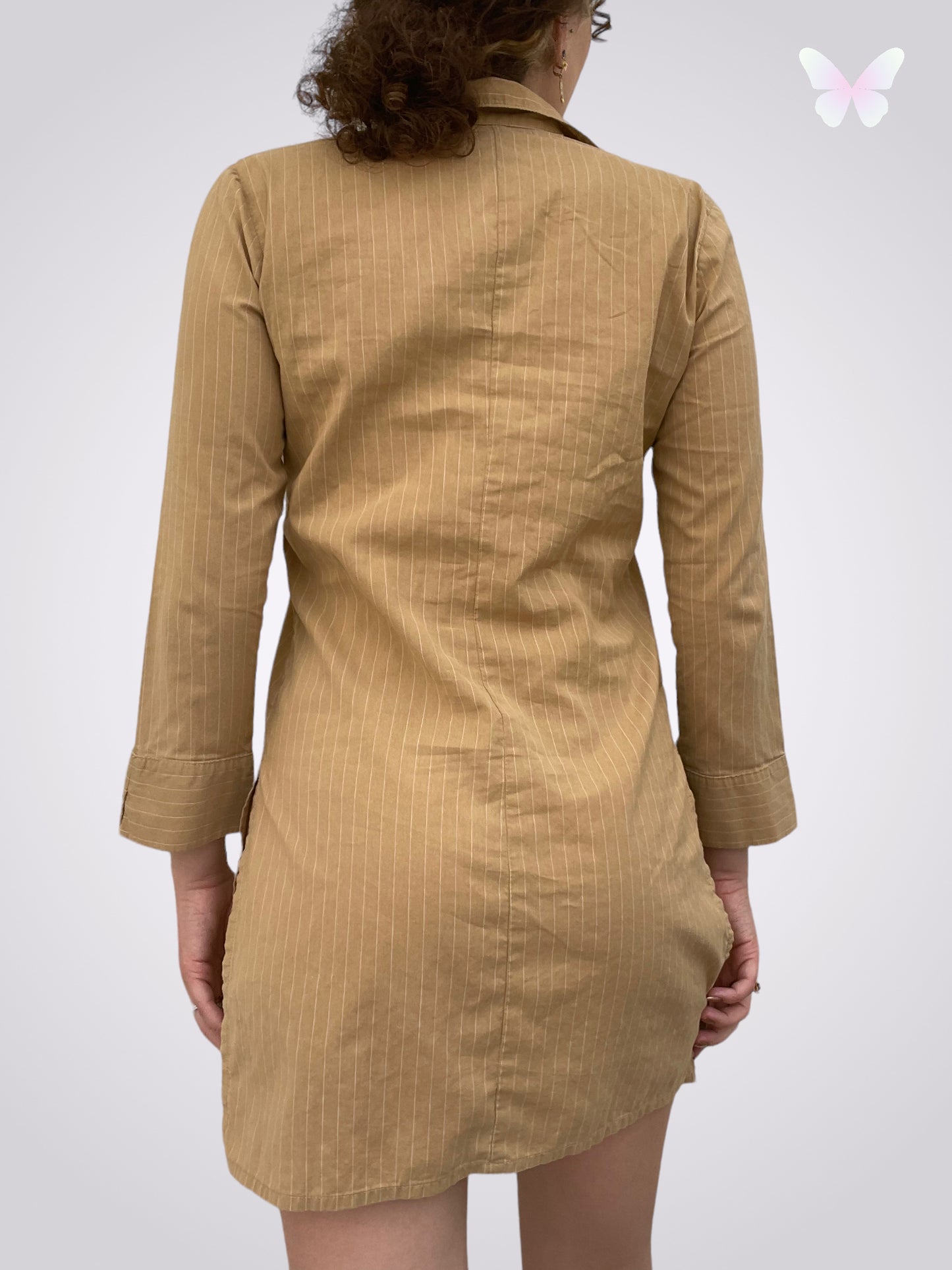 Robe chemise jaune à rayure | M