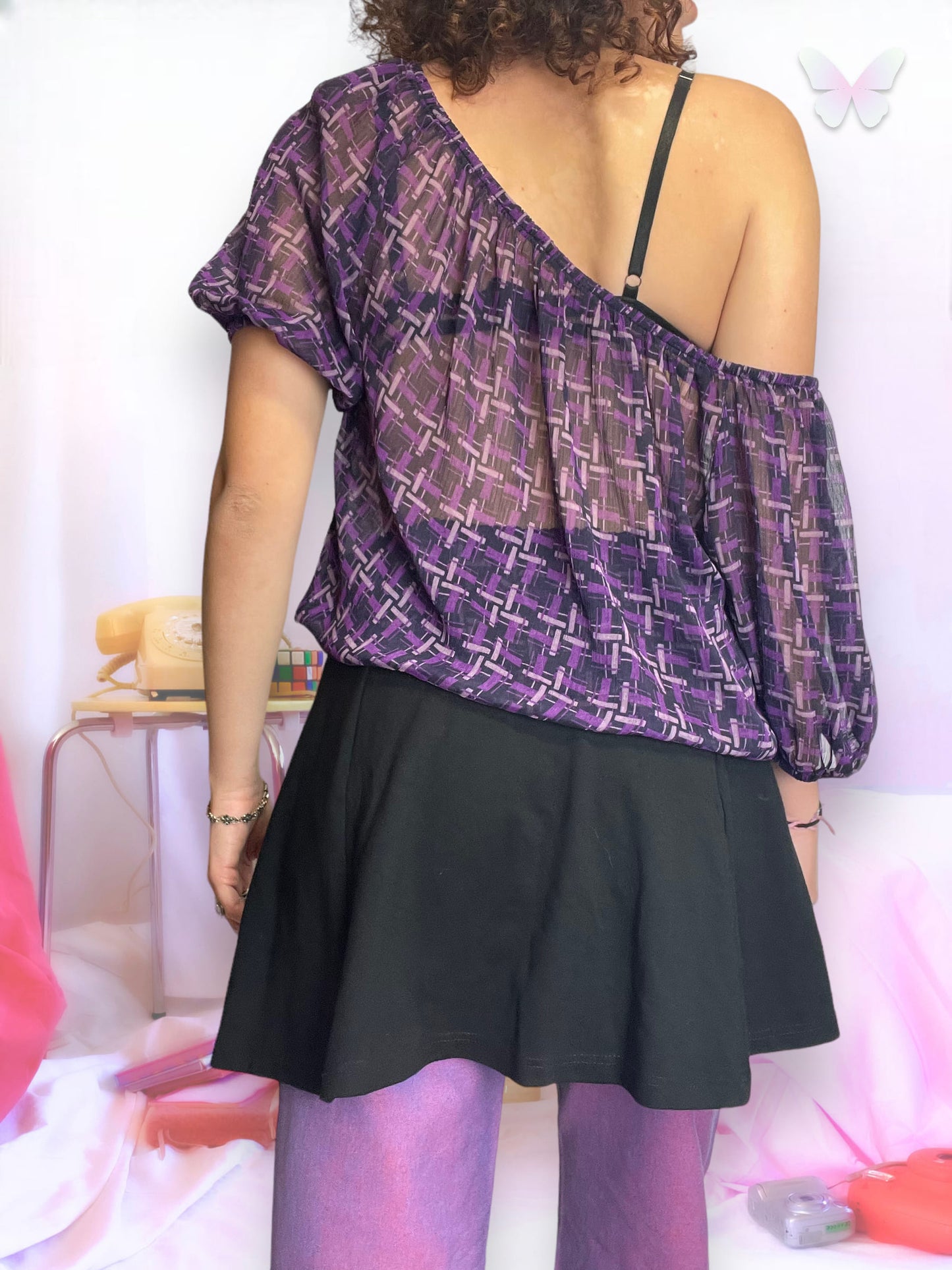 Transparentes lila Oberteil | M