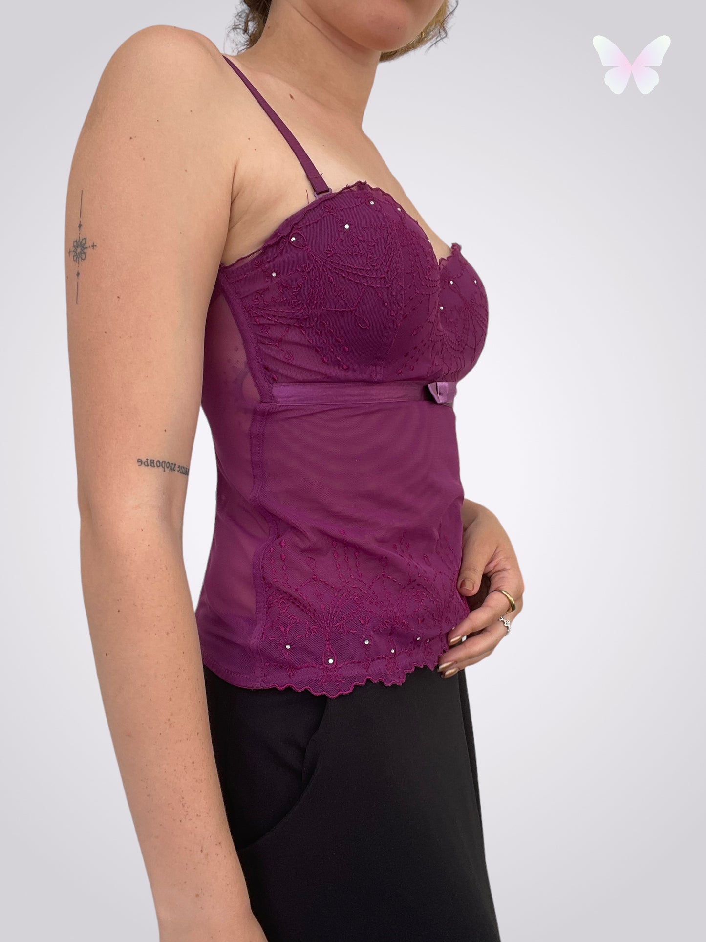 Purple rhinestone corset | S