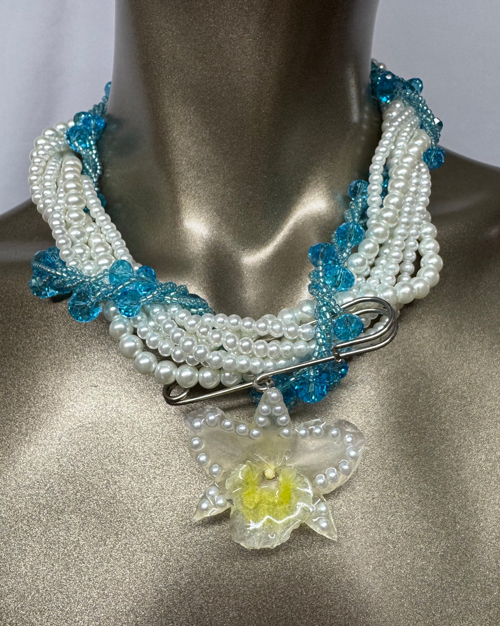 Pearl blue and White orchid