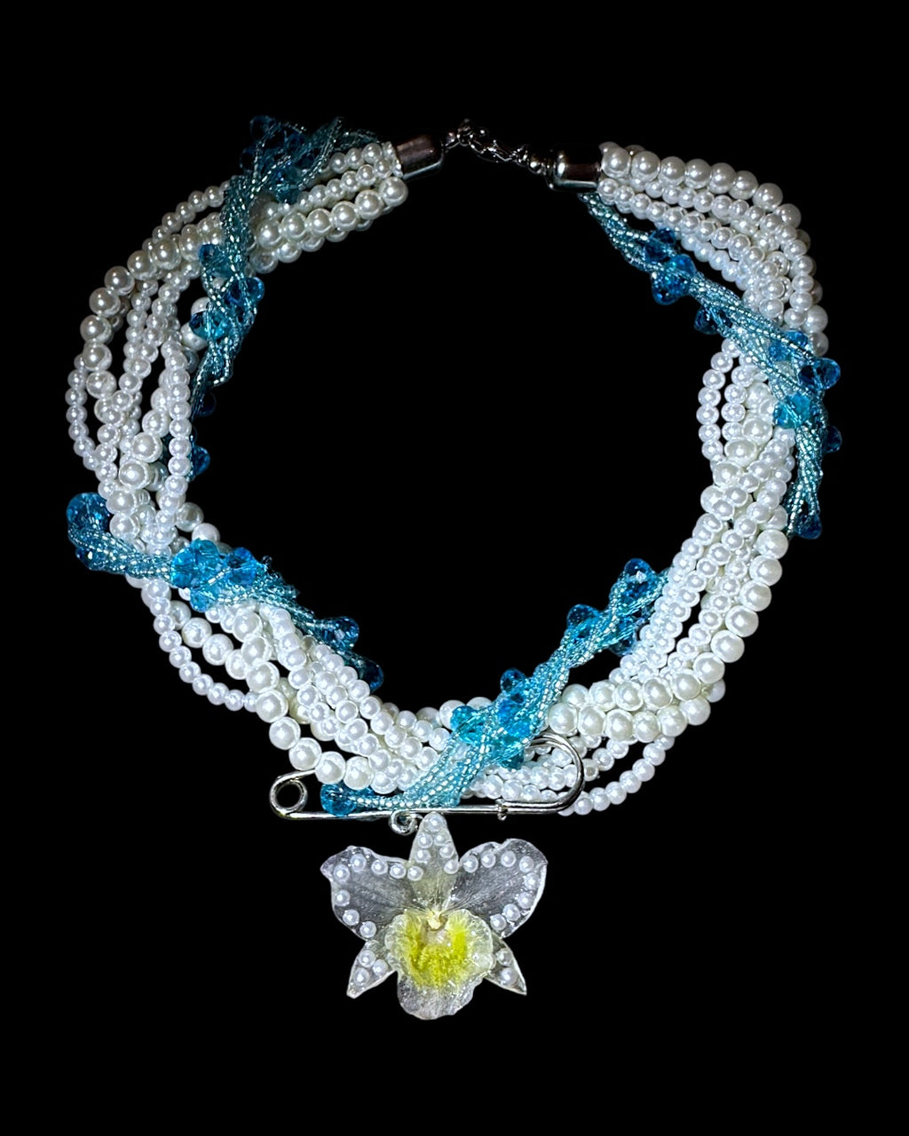 Pearl blue and White orchid