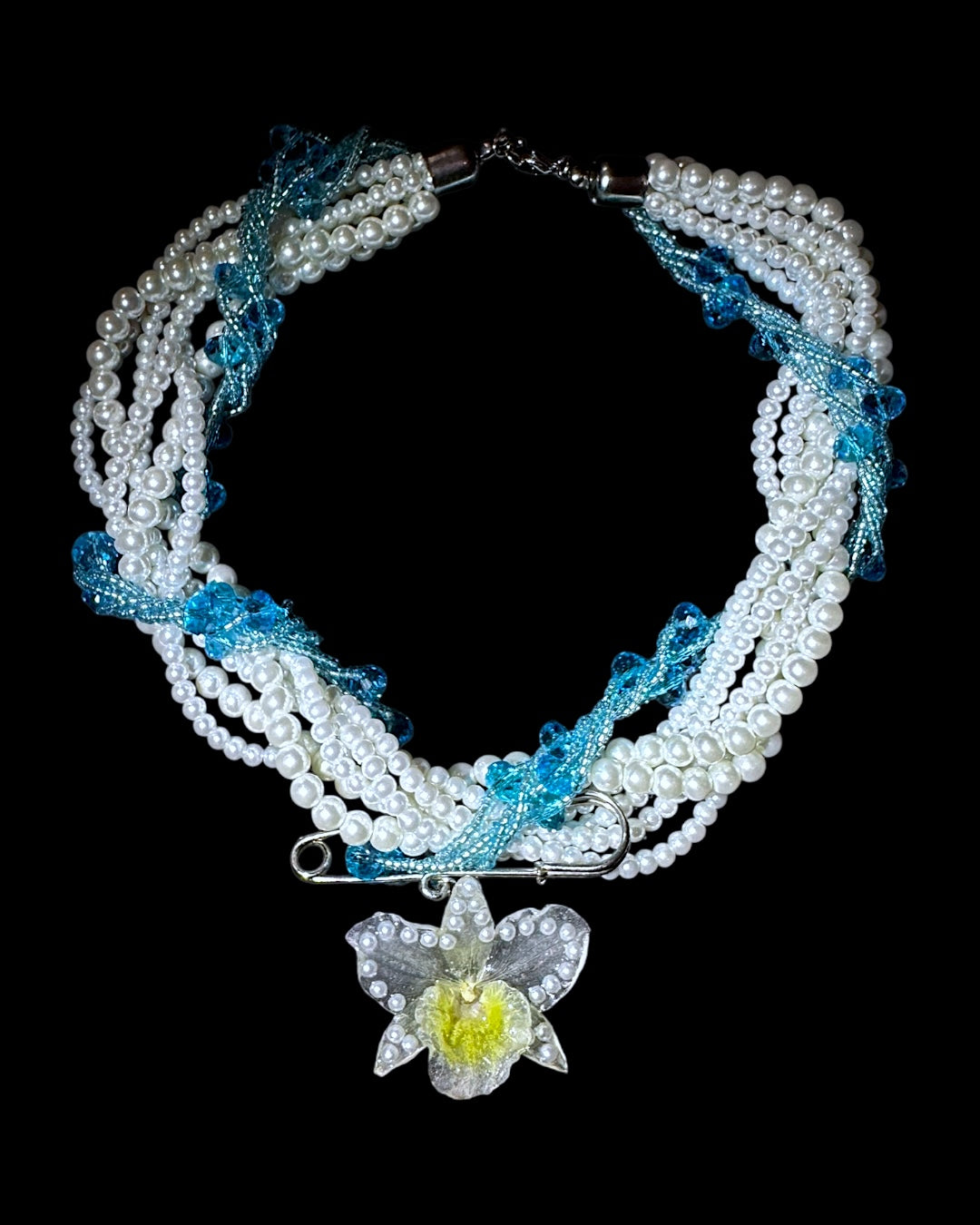 Pearl blue and White orchid