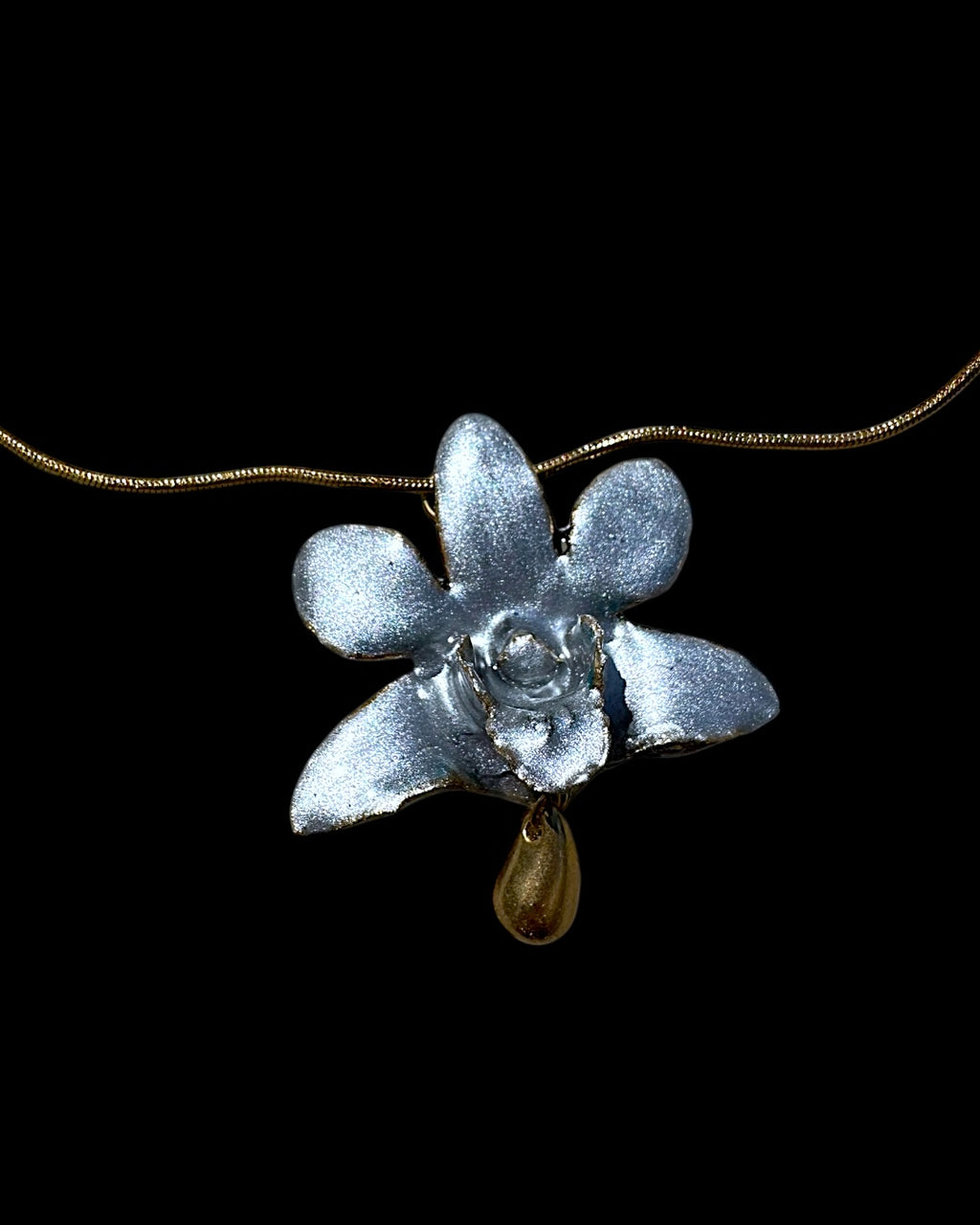Chrome orchid necklace