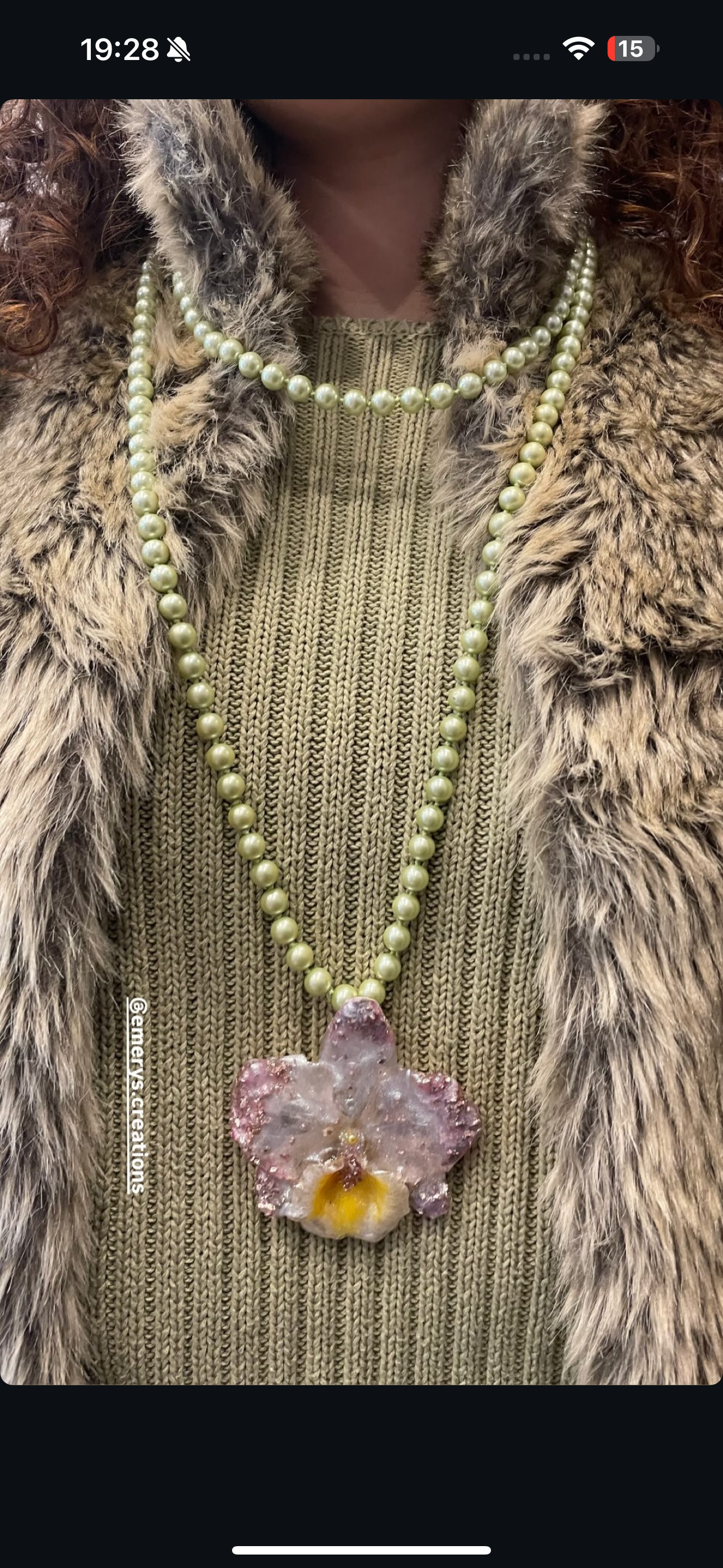 Collier perles orchidée rose