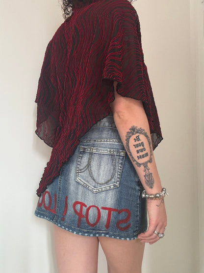 Poncho rouge et noir | taille unique