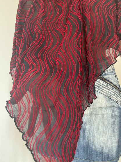 Poncho rouge et noir | taille unique