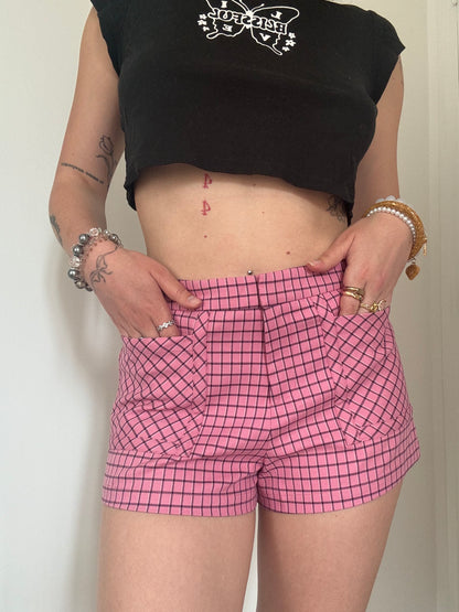 Pink Plaid Mini Shorts | M