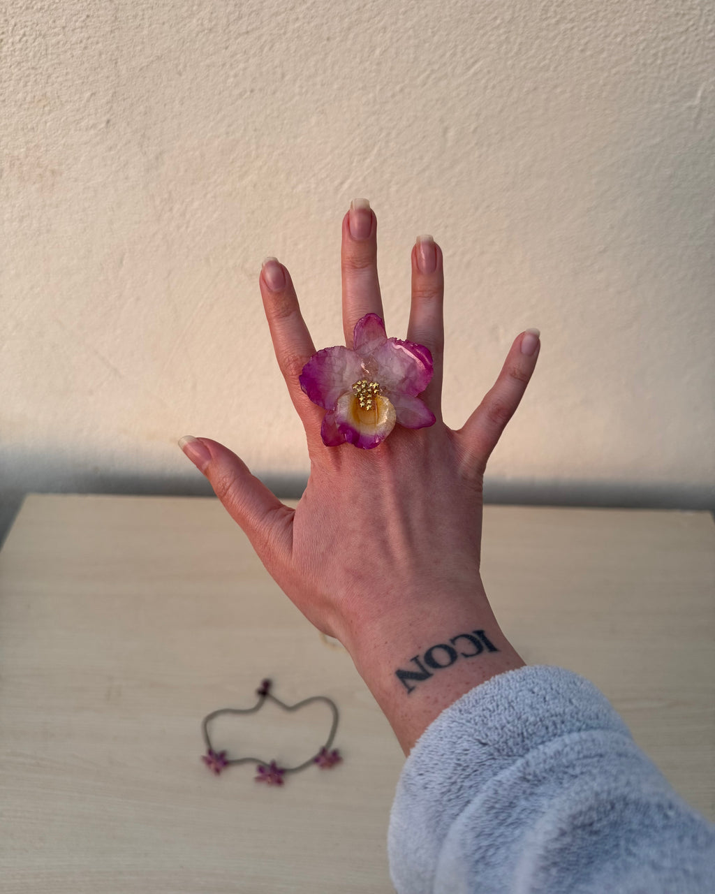 pink dendrobium ring