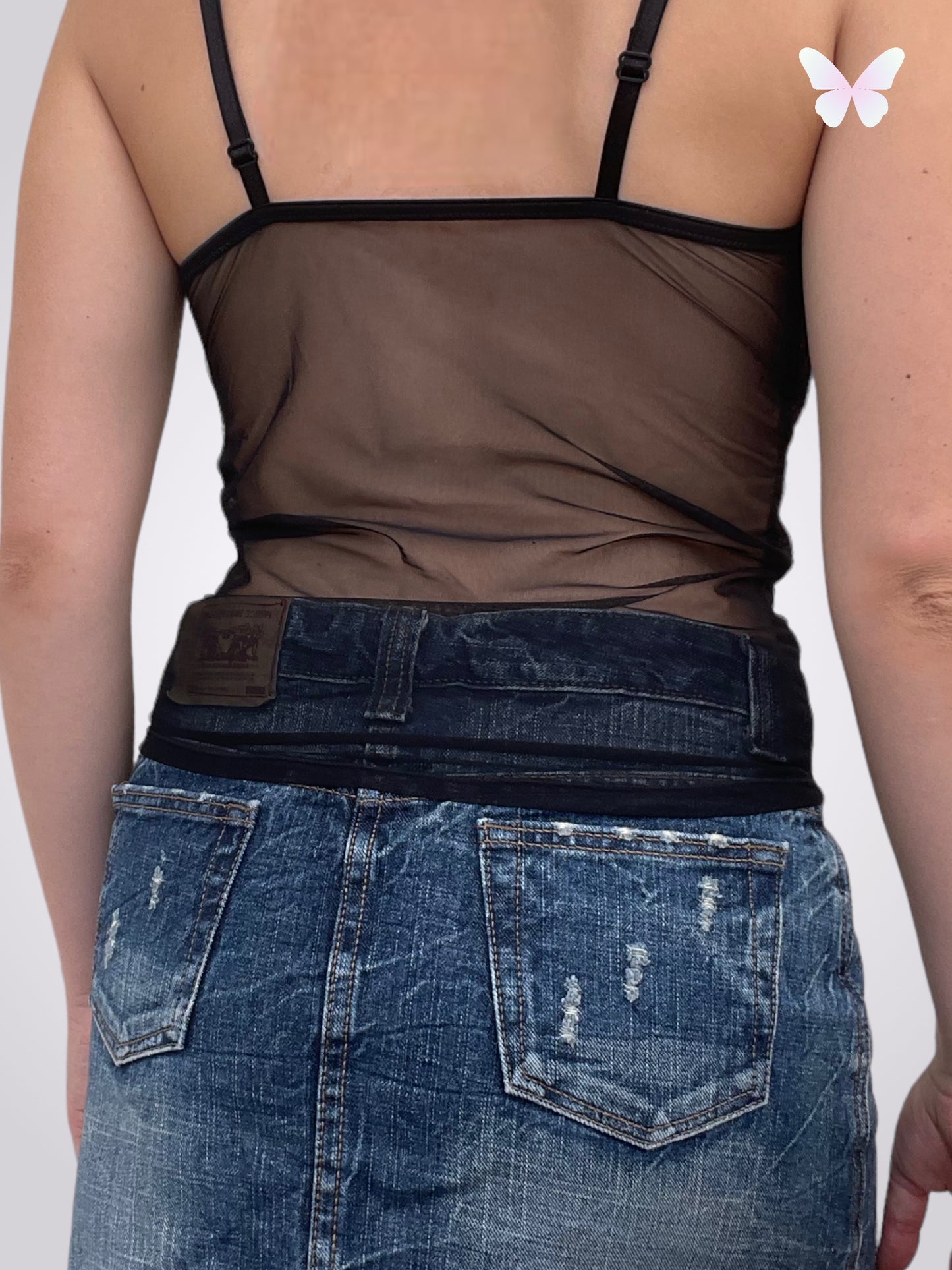 Lila Top mit schwarzer Spitze | S