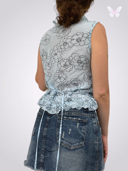 Blue floral top | M