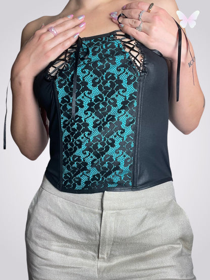 Corset noir et bleu | S