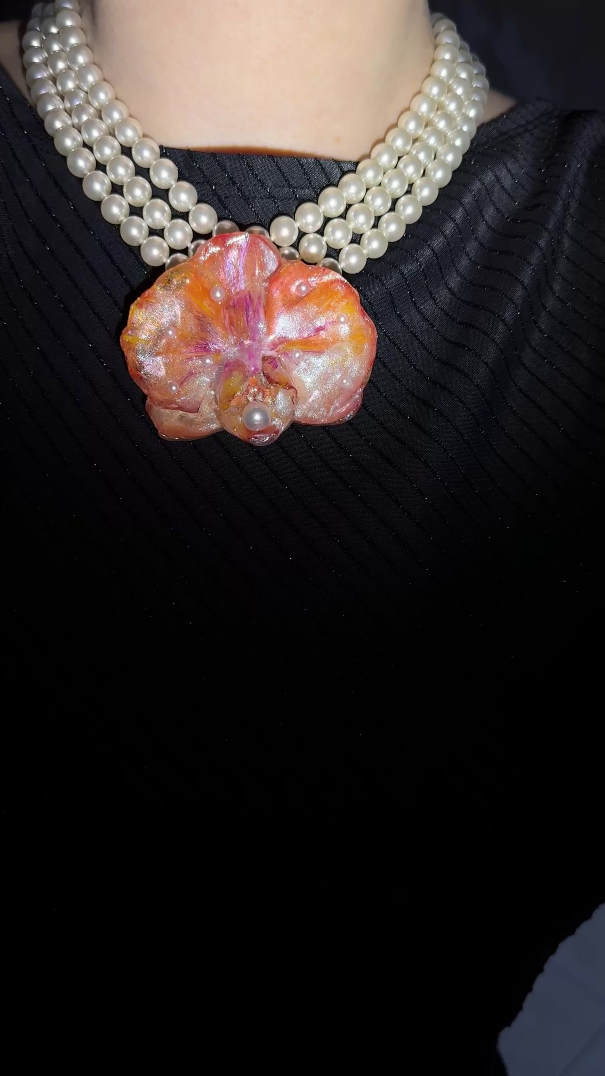 Orange Orchidee Perlenkette